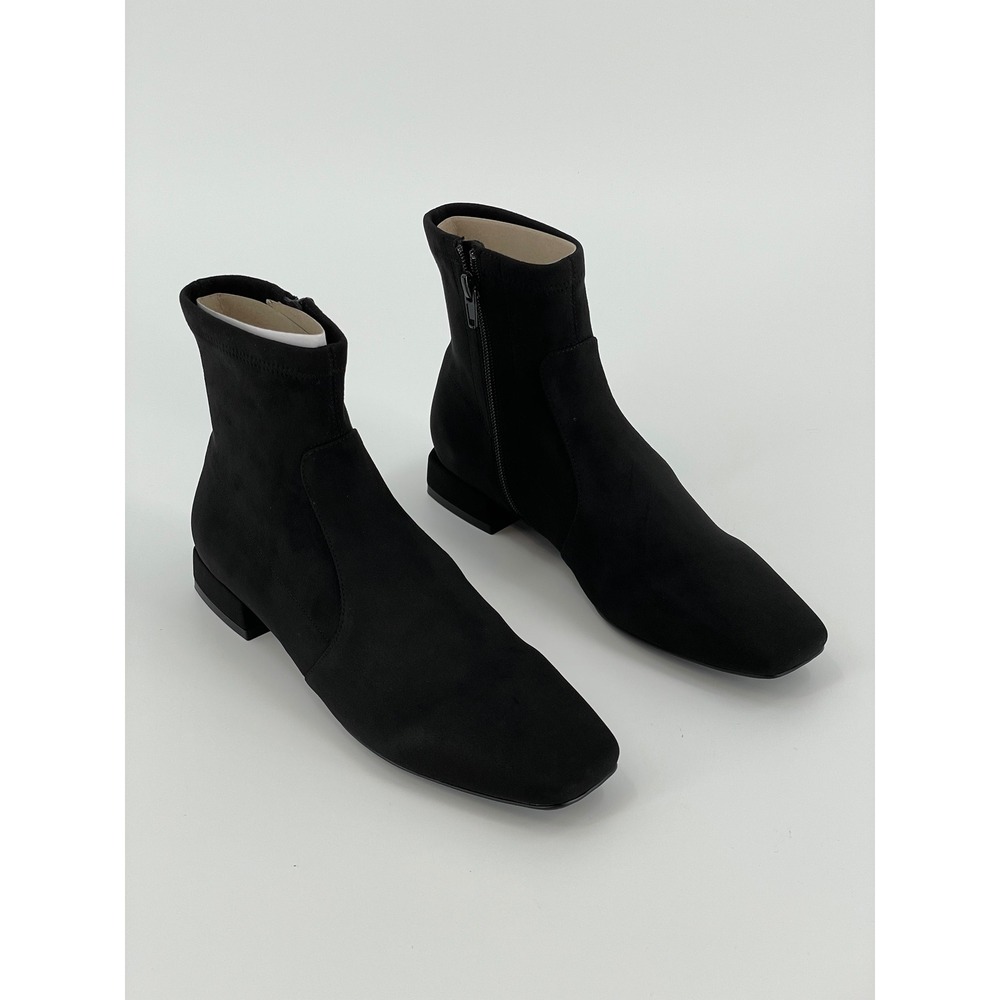 Vaneli Elisia Black Stretch Suede Ankle Boots‎ Womens 8.5 Square Toe NIB